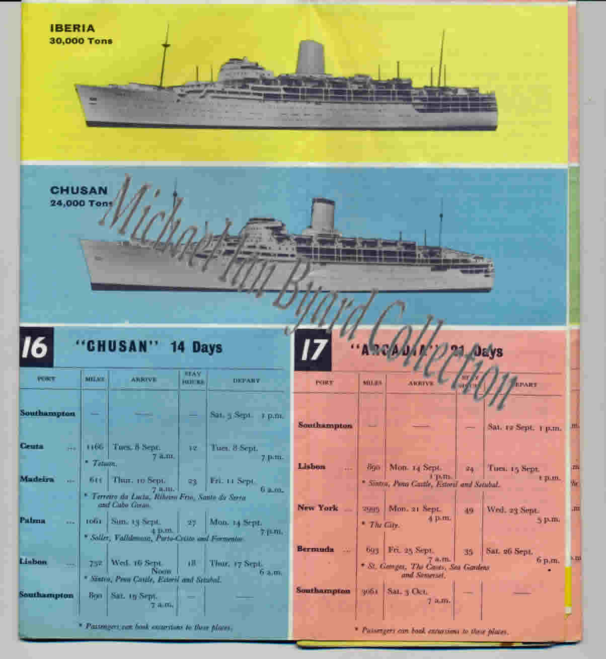 Cruise Programme Itinerary 1959